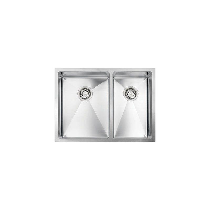 Vogt Leoben 18R 26" Offset Double-Bowl 18-Gauge Stainless Steel Undermount Kitchen Sink with Bottom Grids – KS.2618.L18R-63