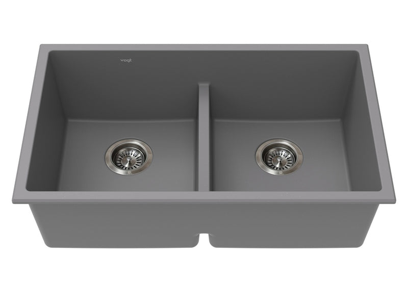 Vogt Modling GS Low Divide 30" Low-Divide Double-Bowl Vogranite Kitchen Sink – Metropolitan Grey – KS.3018.ML02G-61