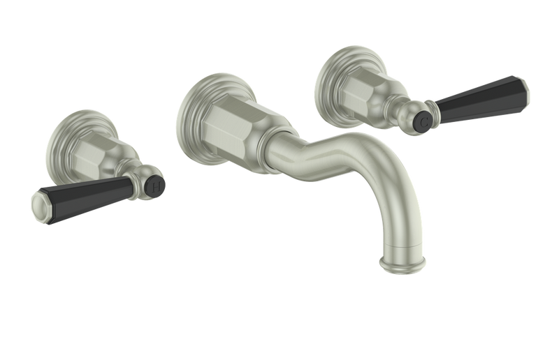 Vogt Carinthia 8" Widespread Wall-Mount Bathroom Sink Faucet – Brushed Nickel / Matte Black – BF.C2.1520.BB