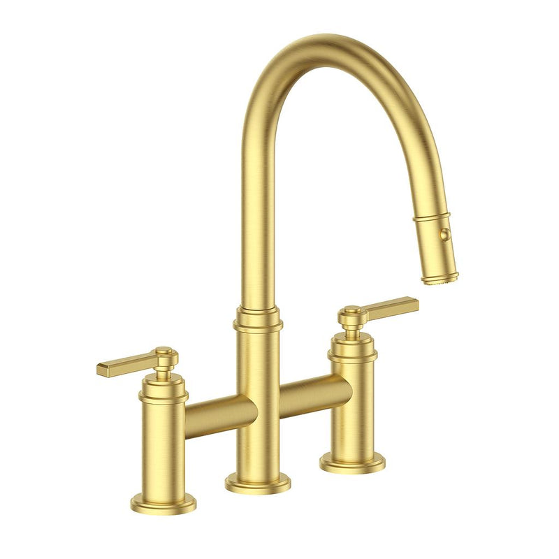 Vogt Zehn Pull-Down Bridge Kitchen Faucet – Brushed Gold – KF.17ZN.1112.BG