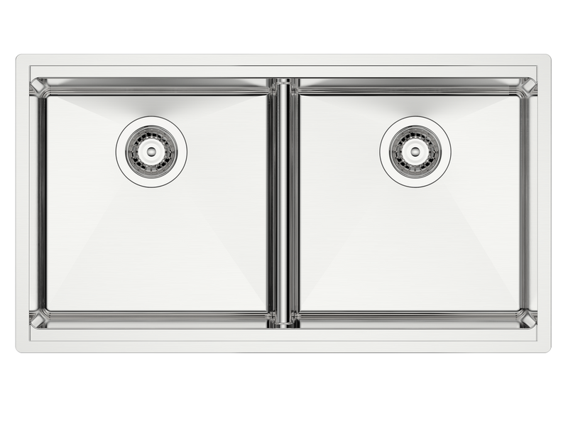 Vogt Drau 3450 34" Low-Divide Double-Bowl 18-Gauge Stainless Steel Undermount Kitchen Workstation Sink – KWS.3419.D5-65