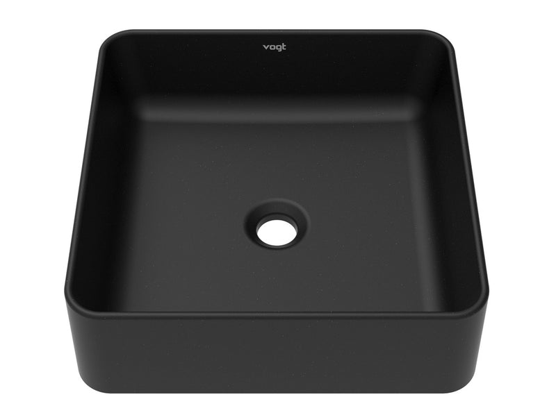 Vogt Quadrat 16" Square Vogranite Vessel Bathroom Sink – Onyx Black – BS.1616.Q01G-60