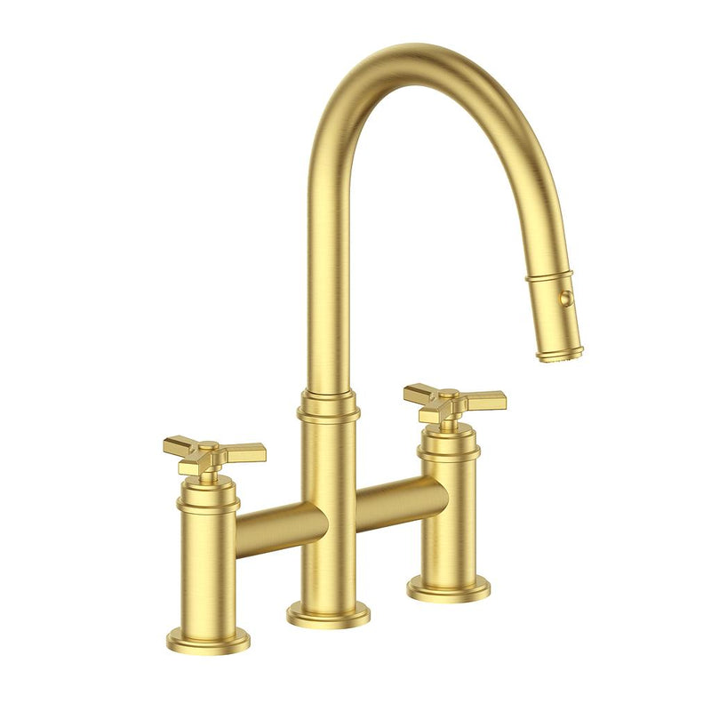 Vogt Zehn Pull-Down Bridge Kitchen Faucet – Brushed Gold – KF.17ZN.1312.BG