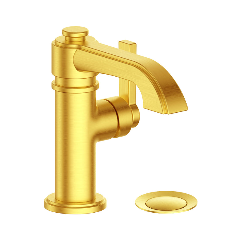 Vogt Zehn Single-Hole Bathroom Sink Faucet with Pop-Up Drain – Brushed Gold – BF.ZN.1001.BG