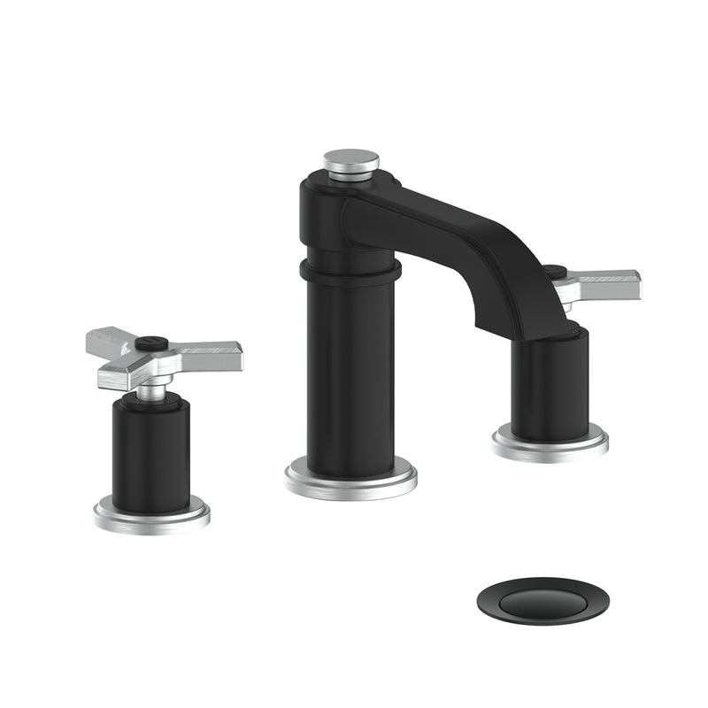 Vogt Zehn 8" Widespread Bathroom Sink Faucet with Pop-Up Drain – Matte Black / Stainless Steel – BF.Z3.1301.SB