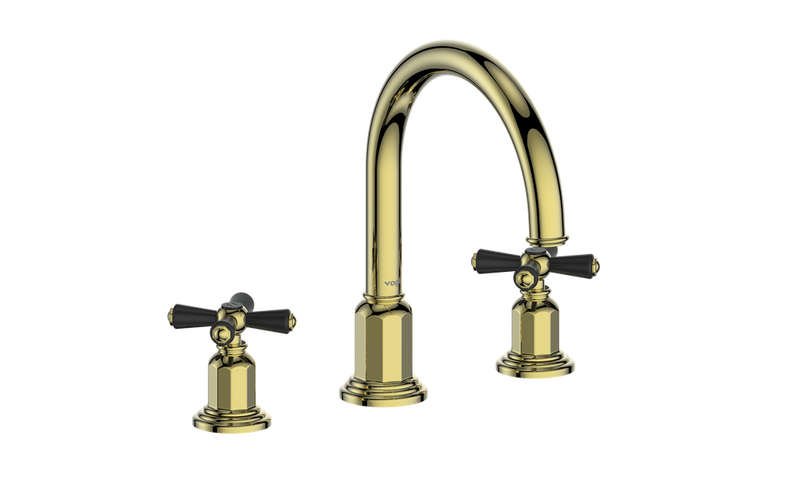 Vogt Carinthia 8" Widespread Bathroom Sink Faucet with Pop-Up Drain – Brushed Gold / Matte Black – BF.C3.1311.BGB