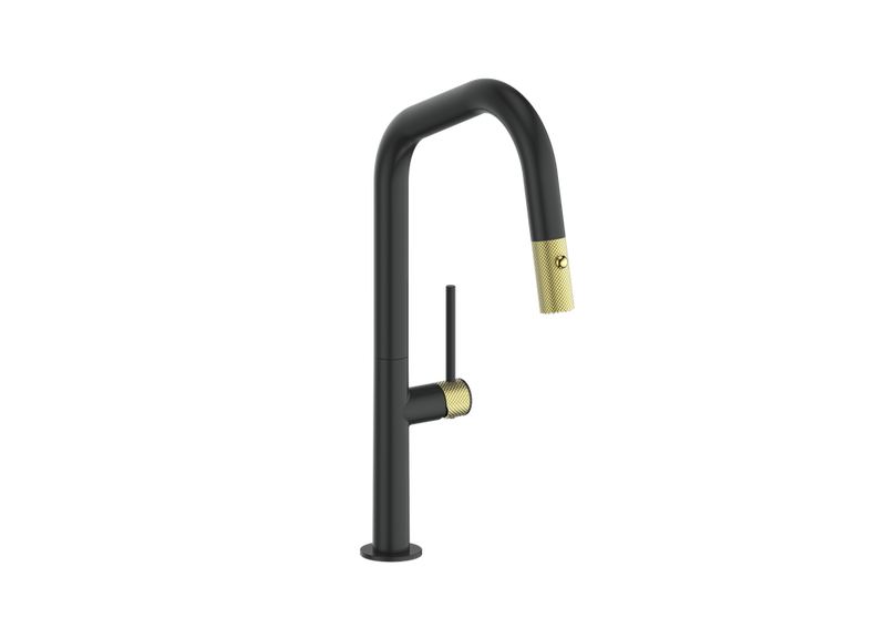 Vogt Drava 16" Pull-Down Kitchen Faucet – Matte Black / Brushed Gold – KF.16D2.1214.BGB