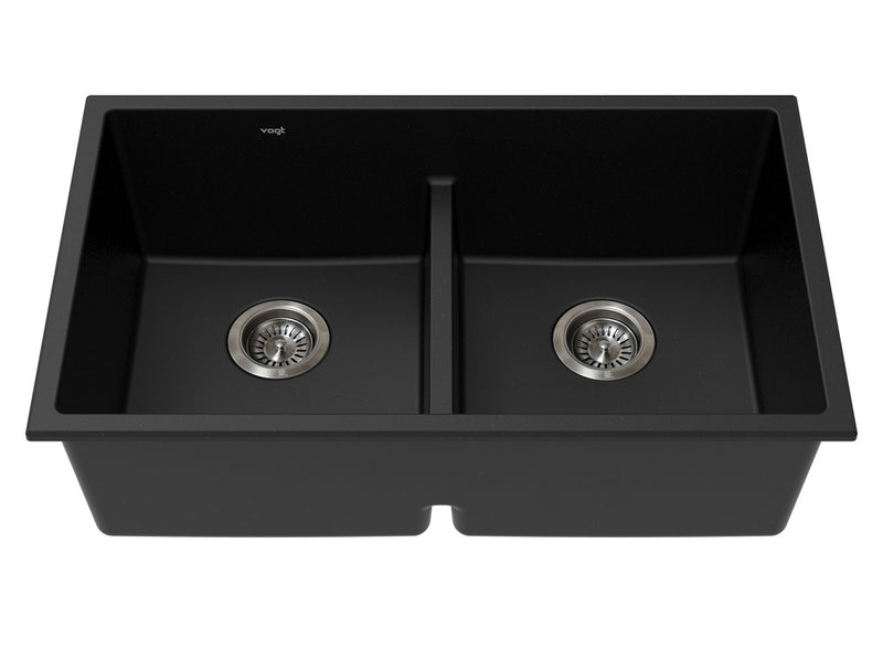Vogt Modling GS Low Divide 30" Low-Divide Double-Bowl Vogranite Kitchen Sink – Onyx Black – KS.3018.ML01G-61