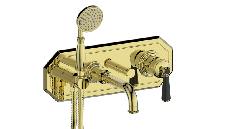 Vogt Carinthia Wall-Mount Tub Filler – Brushed Gold / Matte Black – BF.C1.2210.BGB