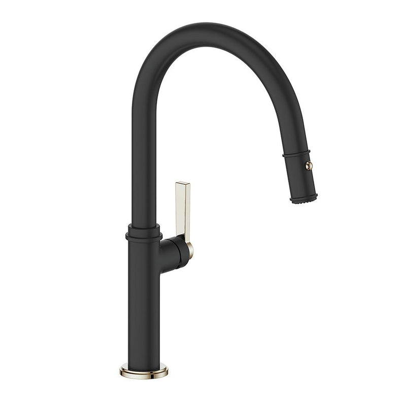 Vogt Zehn Pull-Down Kitchen Faucet – Matte Black / Polished Nickel – KF.16ZN.1112.PB