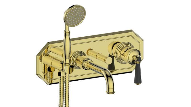 Vogt Carinthia Wall-Mount Tub Filler – Brushed Gold / Matte Black – BF.C2.2210.BGB