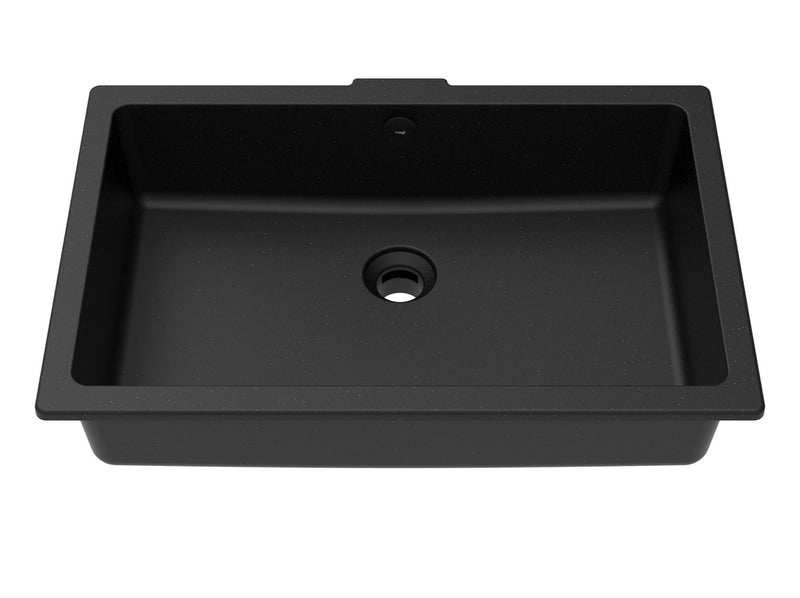 Vogt Krone 23" Rectangular Vogranite Undermount Bathroom Sink – Onyx Black – BS.2113.K01G-60