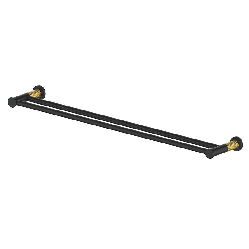 Vogt Drava 24” Double Towel Bar – Matte Black / Brushed Gold – BA.0508.BGB