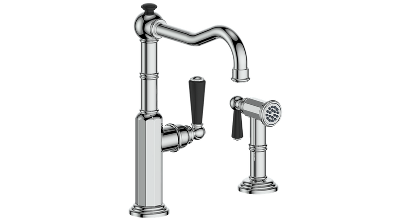 Vogt Carinthia Kitchen Faucet with Side Spray – Chrome / Matte Black – KF.12CA.2101.CB
