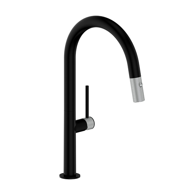 Vogt Drava 16" Pull-Down Kitchen Faucet – Matte Black / Stainless Steel – KF.16D1.1214.SB