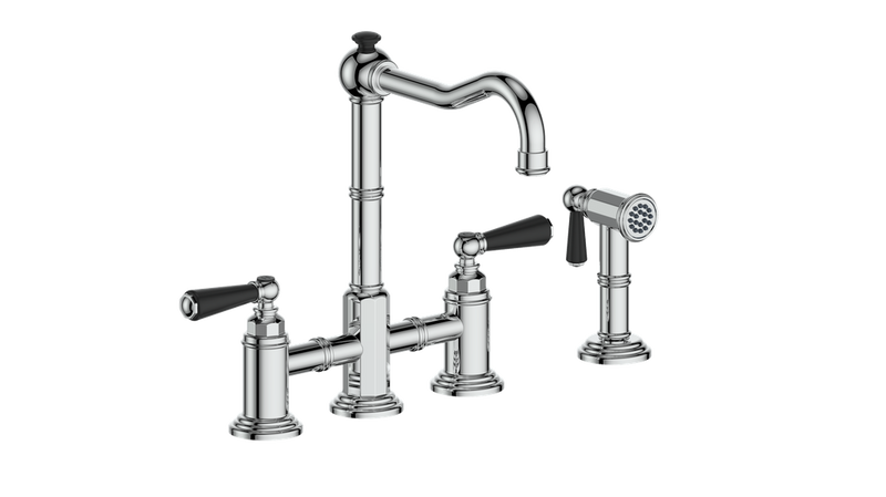 Vogt Carinthia Bridge Kitchen Faucet with Side Spray – Chrome / Matte Black – KF.11CA.2101.CB