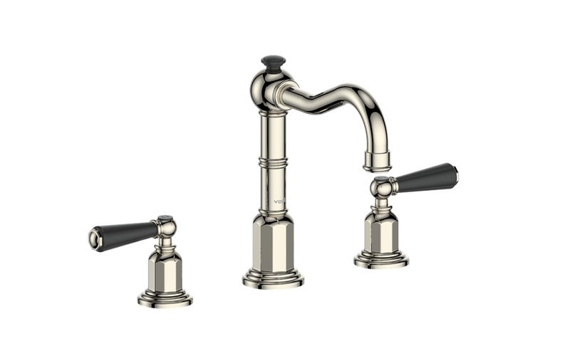 Vogt Carinthia 8" Widespread Bathroom Sink Faucet with Pop-Up Drain – Polished Nickel / Matte Black – BF.C1.1321.PB