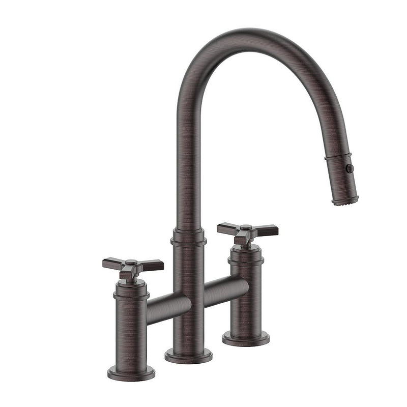 Vogt Zehn Pull-Down Bridge Kitchen Faucet – Antique Bronze – KF.17ZN.1312.AB