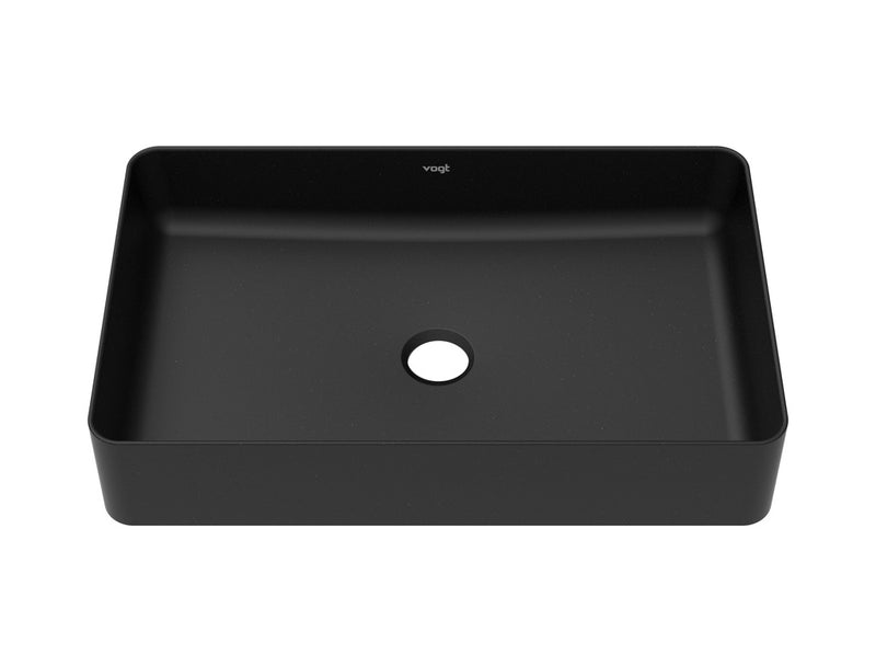 Vogt Rechteck 24" Rectangular Vogranite Vessel Bathroom Sink – Onyx Black – BS.2314.R01G-60