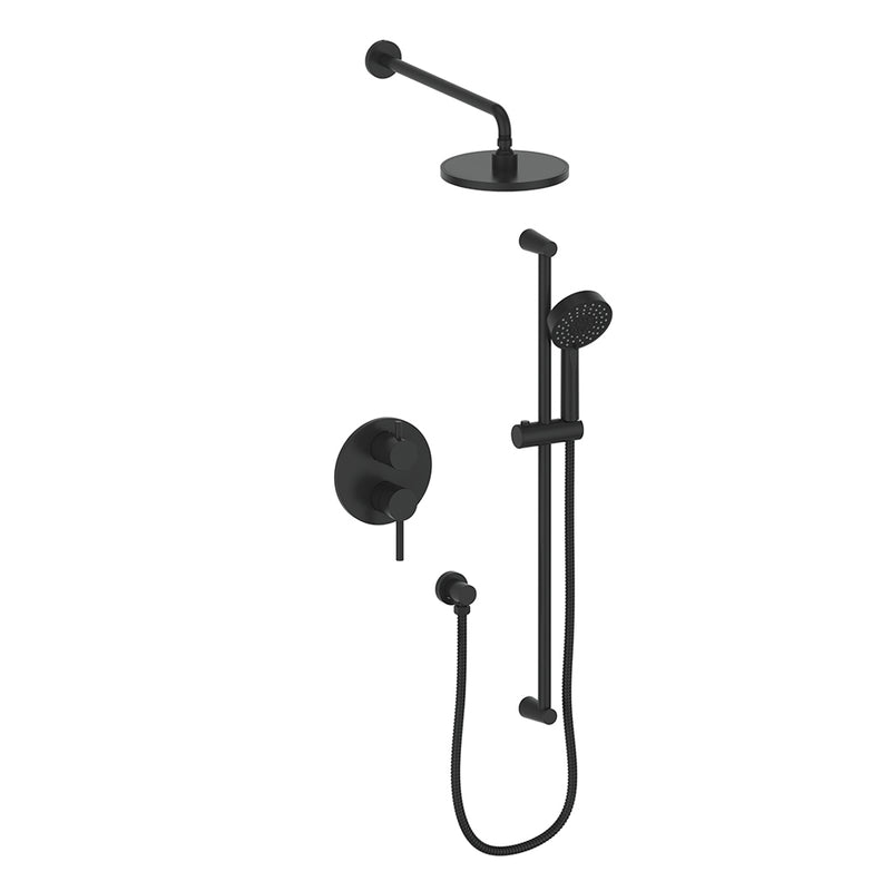Vogt Worgl 2-Function Pressure-Balanced Shower System with 8" Rain Head & Hand Shower – Wall-Mount – Matte Black – SET.OR.210.210.MB
