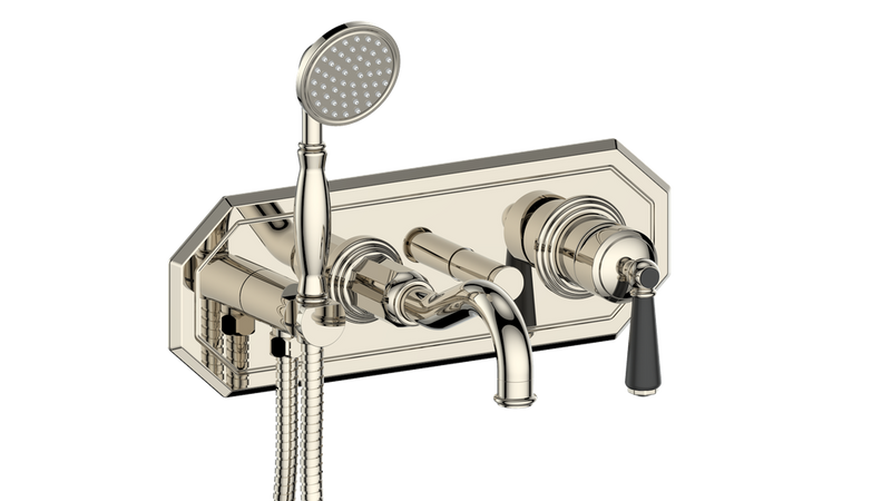 Vogt Carinthia Wall-Mount Tub Filler – Polished Nickel / Matte Black – BF.C1.2220.PB