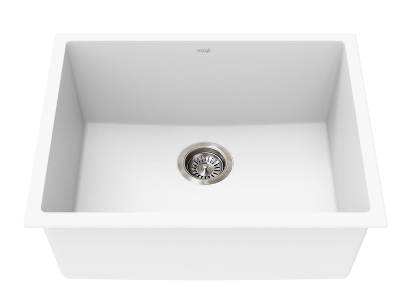 Vogt Salzburg GS 23" Single-Bowl Vogranite Kitchen Sink – Frost White – KS.2318.S04G-61