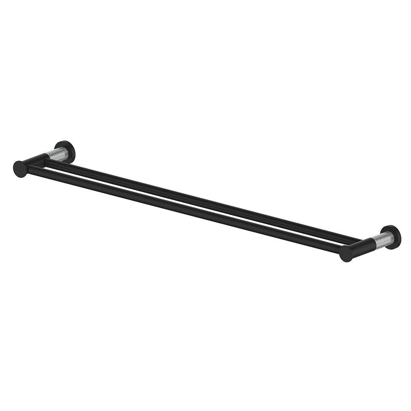 Vogt Drava 24” Double Towel Bar – Matte Black / Chrome – BA.0508.CB