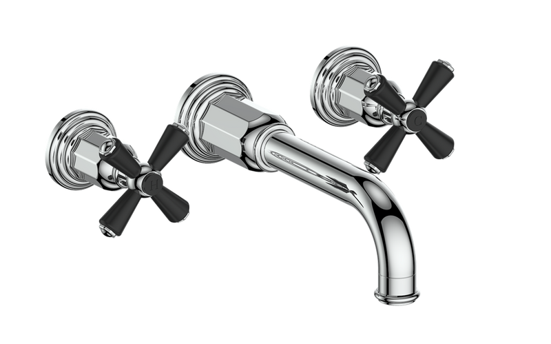 Vogt Carinthia 8" Widespread Wall-Mount Bathroom Sink Faucet – Chrome / Matte Black – BF.C3.1510.CB