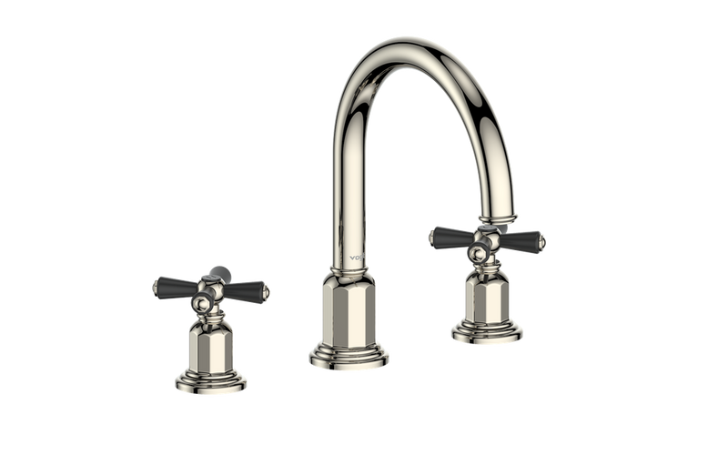 Vogt Carinthia 8" Widespread Bathroom Sink Faucet with Pop-Up Drain – Polished Nickel / Matte Black – BF.C3.1311.PB