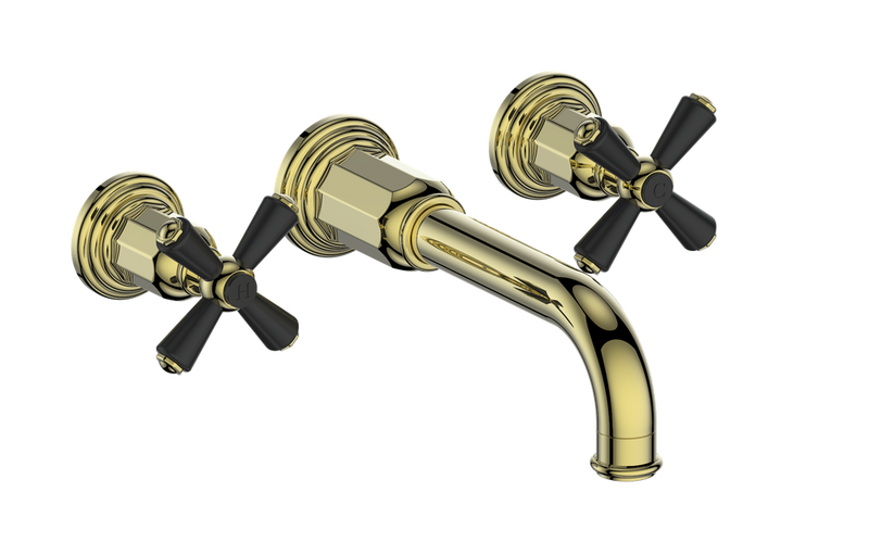 Vogt Carinthia 8" Widespread Wall-Mount Bathroom Sink Faucet – Brushed Gold / Matte Black – BF.C3.1510.BGB
