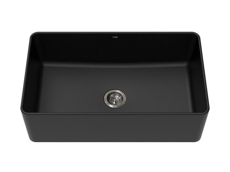 Vogt Neustadt GS Apron Front 33" Single-Bowl Vogranite Kitchen Sink – Onyx Black – KS.3319.N01G-61