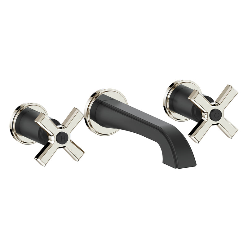 Vogt Zehn Wall-Mount Bathroom Sink Faucet – Matte Black / Polished Nickel – BF.Z4.1500.PB