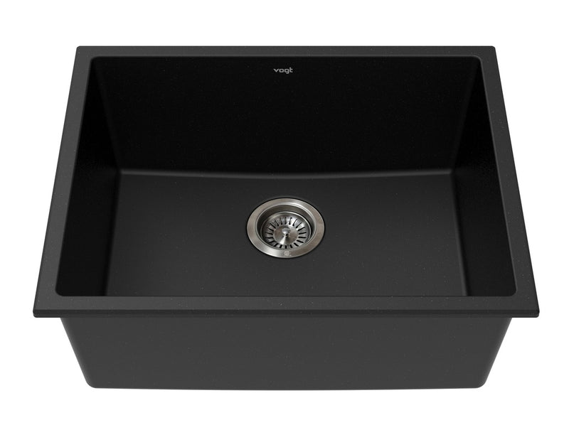 Vogt Salzburg GS 23" Single-Bowl Vogranite Kitchen Sink – Onyx Black – KS.2318.S01G-61