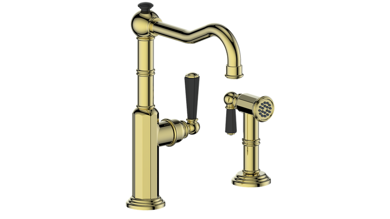 Vogt Carinthia Kitchen Faucet with Side Spray – Brushed Gold / Matte Black – KF.12CA.2201.BGB