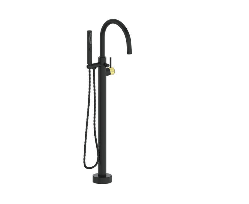 Vogt Drava Freestanding Tub Filler – Matte Black / Brushed Gold – BF.DA.2100.BGB