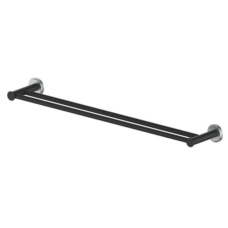 Vogt Zehn 24" Double Towel Bar – Matte Black / Stainless Steel – BA.0509.SB
