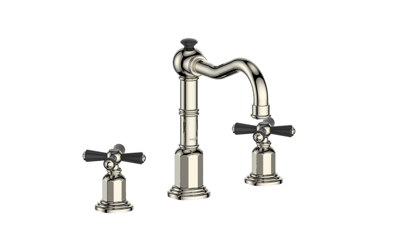Vogt Carinthia 8" Widespread Bathroom Sink Faucet with Pop-Up Drain – Polished Nickel / Matte Black – BF.C3.1321.PB