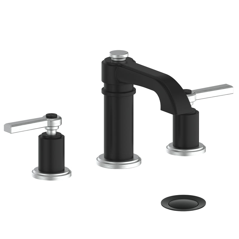 Vogt Zehn 8" Widespread Bathroom Sink Faucet with Pop-Up Drain – Matte Black / Stainless Steel – BF.Z1.1301.SB