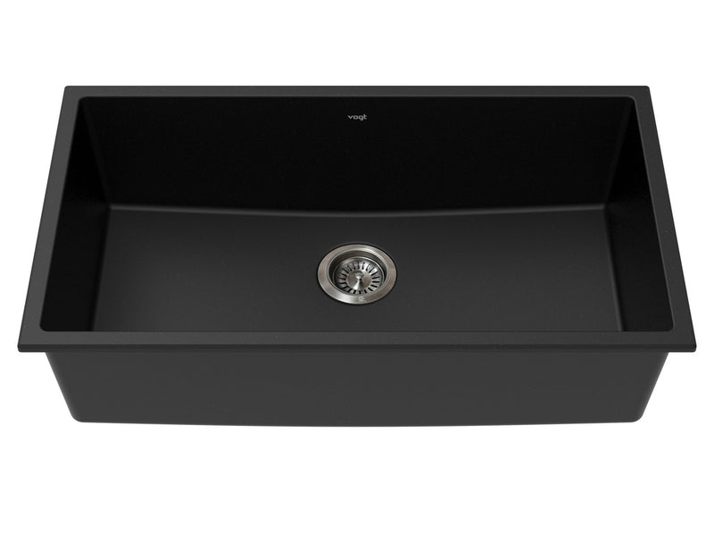 Vogt Wolfsberg GS 32" Single-Bowl Vogranite Kitchen Sink – Onyx Black – KS.3218.W01G-61
