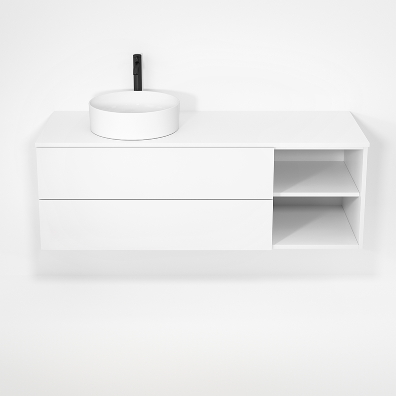 Rubi Haus 55" Wall Hung Vanity Matte White – RHS1400LK01MBL