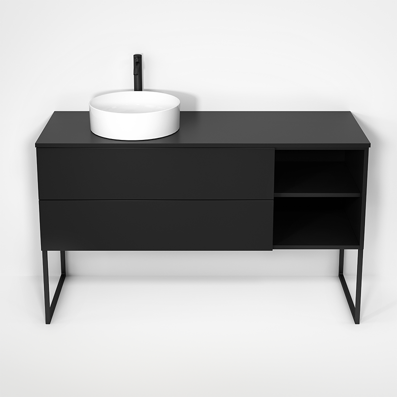 Rubi Haus 55" Wall Hung Vanity w. Decorative Legs Matte Black – RHS1400LKU01MBK