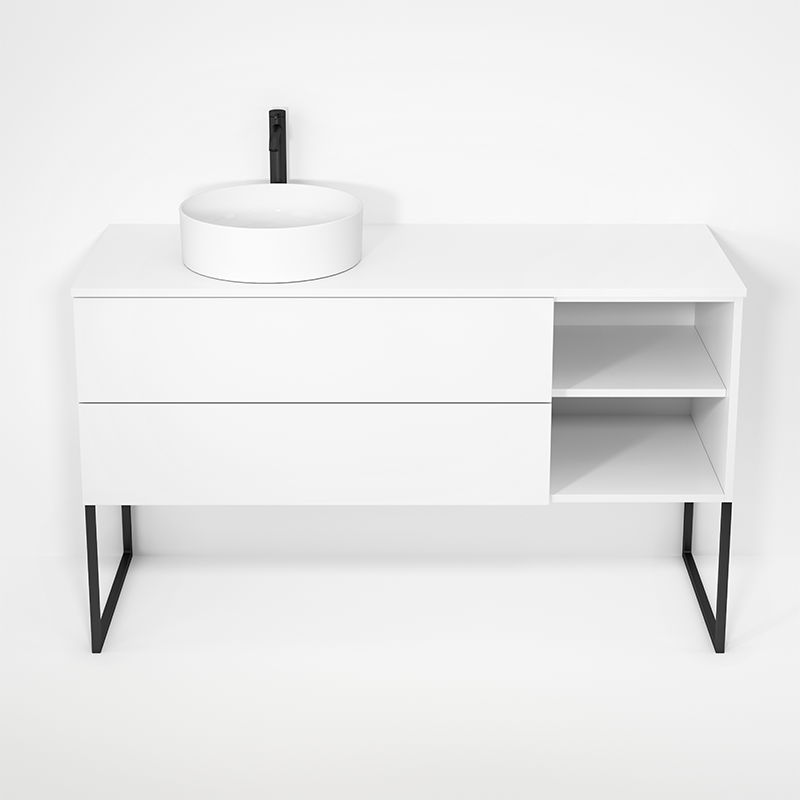 Rubi Haus 55" Wall Hung Vanity w. Decorative Legs Matte White – RHS1400LKU01MBL