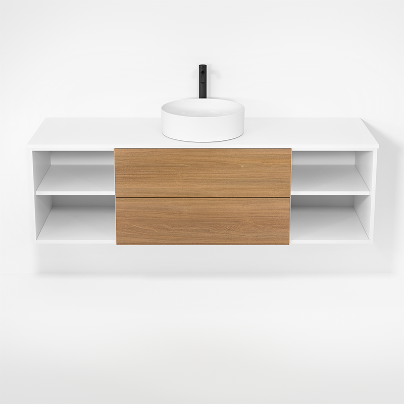 Rubi Haus 63" Single Wall Hung Vanity Matte White & Natural Oak – RHS1400LK01MBL-NO