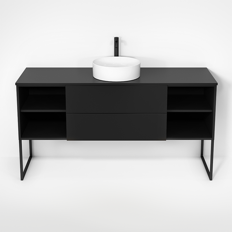 Rubi Haus 63" Single Wall Hung Vanity w. Decorative Legs Matte Black – RHS1400LKU01MBK