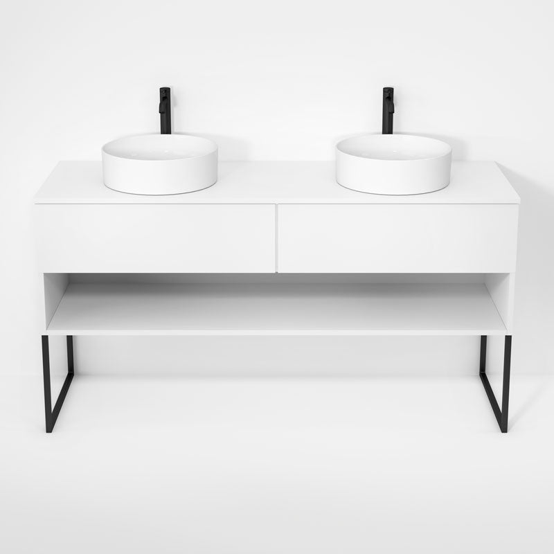 Rubi Haus 63" Double Wall Hung Vanity w. Decorative Legs Matte White – RHS1400LKU01MBL