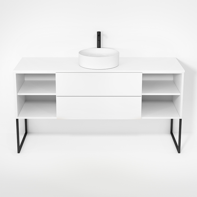 Rubi Haus 63" Single Wall Hung Vanity w. Decorative Legs Matte White – RHS1400LKU01MBL