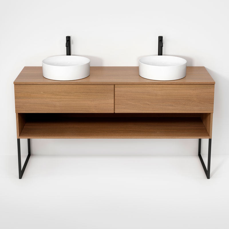 Rubi Haus 63" Double Wall Hung Vanity w. Decorative Legs Natural Oak – RHS1400LKU01NO