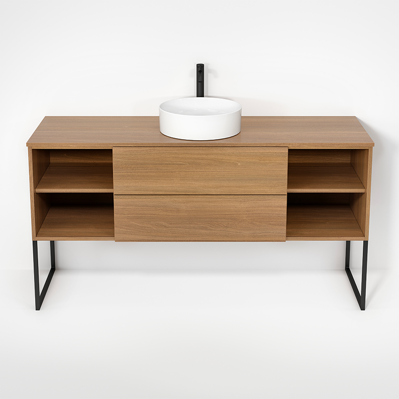Rubi Haus 63" Single Wall Hung Vanity w. Decorative Legs Natural Oak – RHS1400LKU01NO