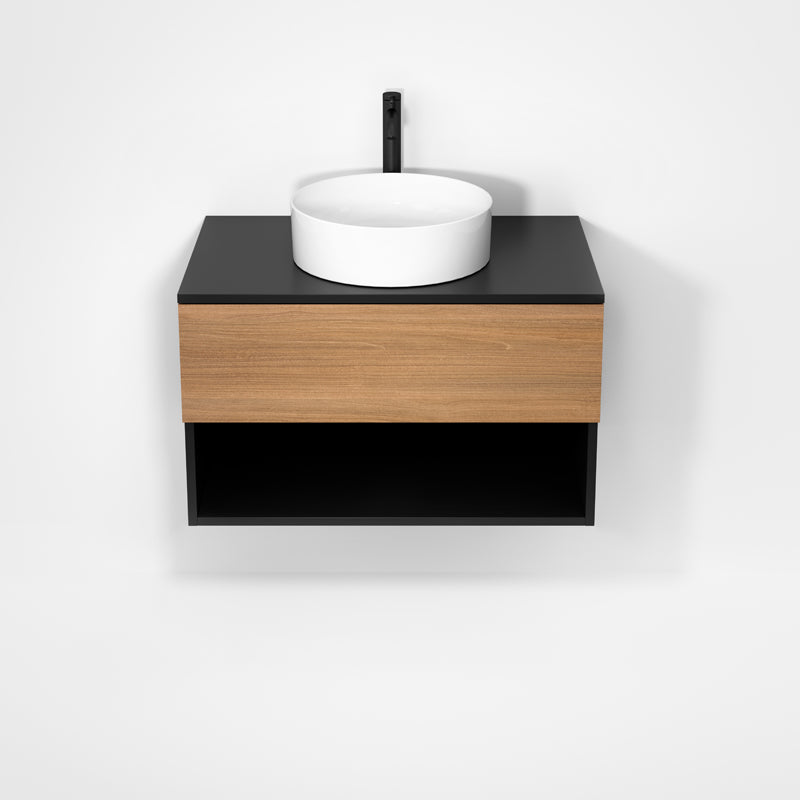 Rubi Haus 32" Wall Hung Vanity Matte Black & Natural Oak – RHS1400LK01MBK-NO