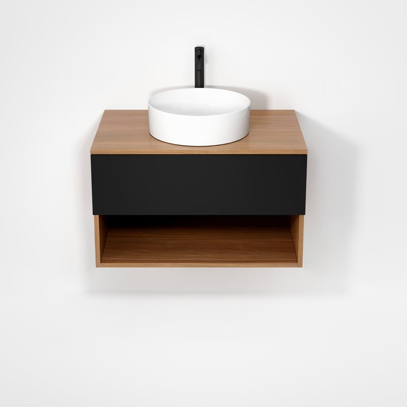 Rubi Haus 32" Wall Hung Vanity Natural Oak & Matte Black – RHS1400LK01NO-MBK